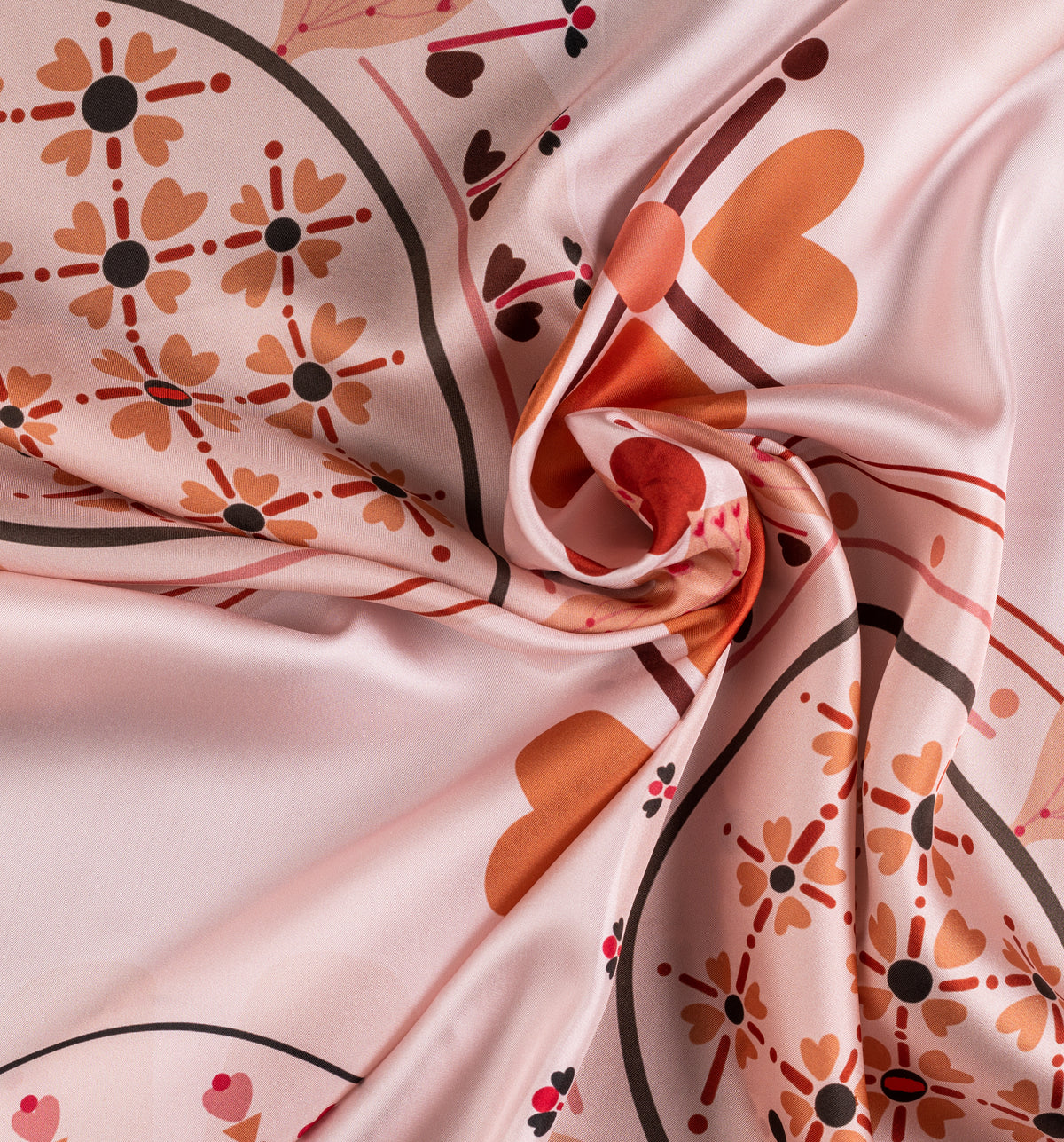 DWAEP Mood silk twill scarf shown in a draped close-up