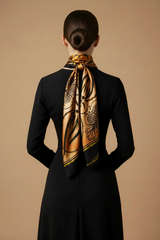 DWAEP Vajra silk scarf styled on a model