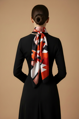 DWAEP Warmth of Clay silk scarf styled on a model