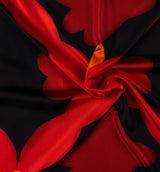 DWAEP Flowers of Dark silk twill scarf shown in a draped close-up