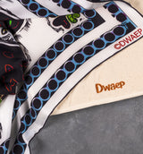 DWAEP Hearts and Shades silk scarf print and edge detail