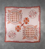 DWAEP Mood silk square scarf shown flat, full print