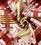 DWAEP Naming the name silk twill scarf shown in a draped close-up