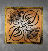 DWAEP Vajra silk square scarf shown flat, full print