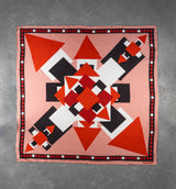 DWAEP Warmth of Clay silk square scarf shown flat, full print